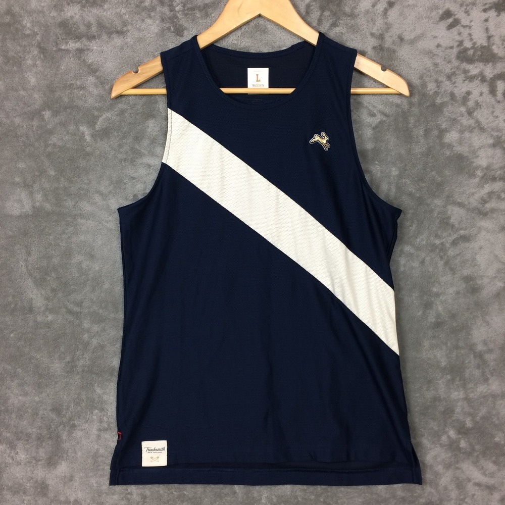 Tracksmith Van Cortlandt Singlet Tank Top Womens Large Blue Mesh Racing Jersey
